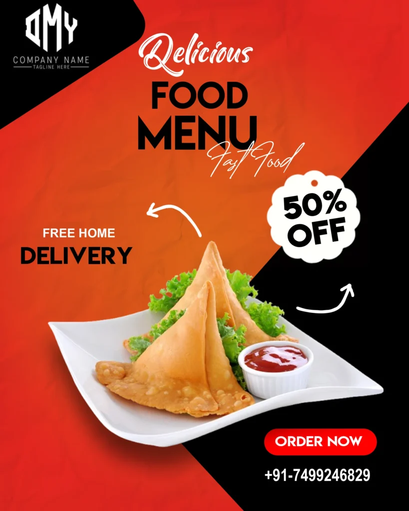 Restaurant food menu poster design for marketing and promotions.