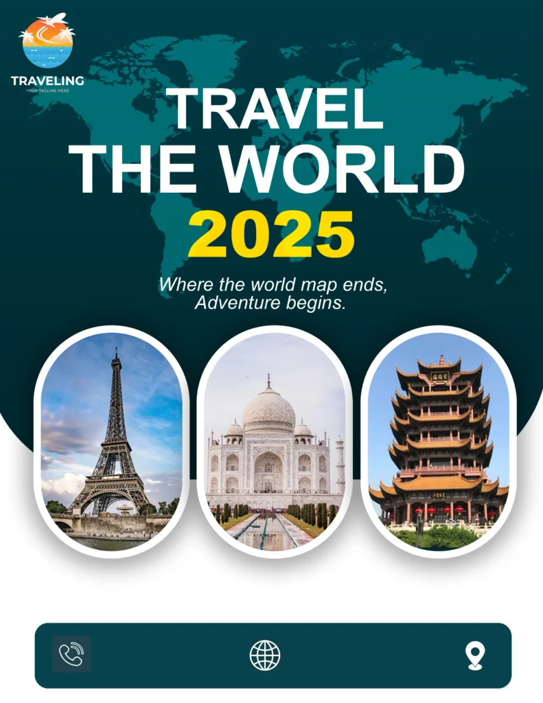 Travel poster design for tourism and social media marketing