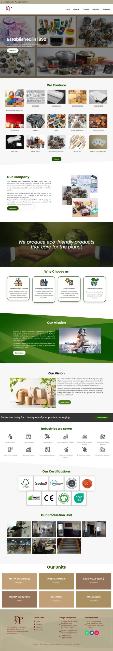 Industrial products business website design and development