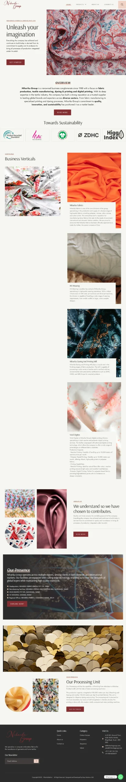 Textile and fabric business website developed by Harshit Grover