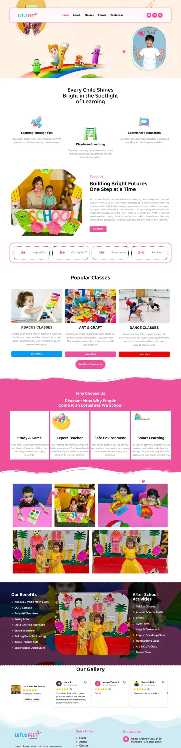 School website design and development for educational institute